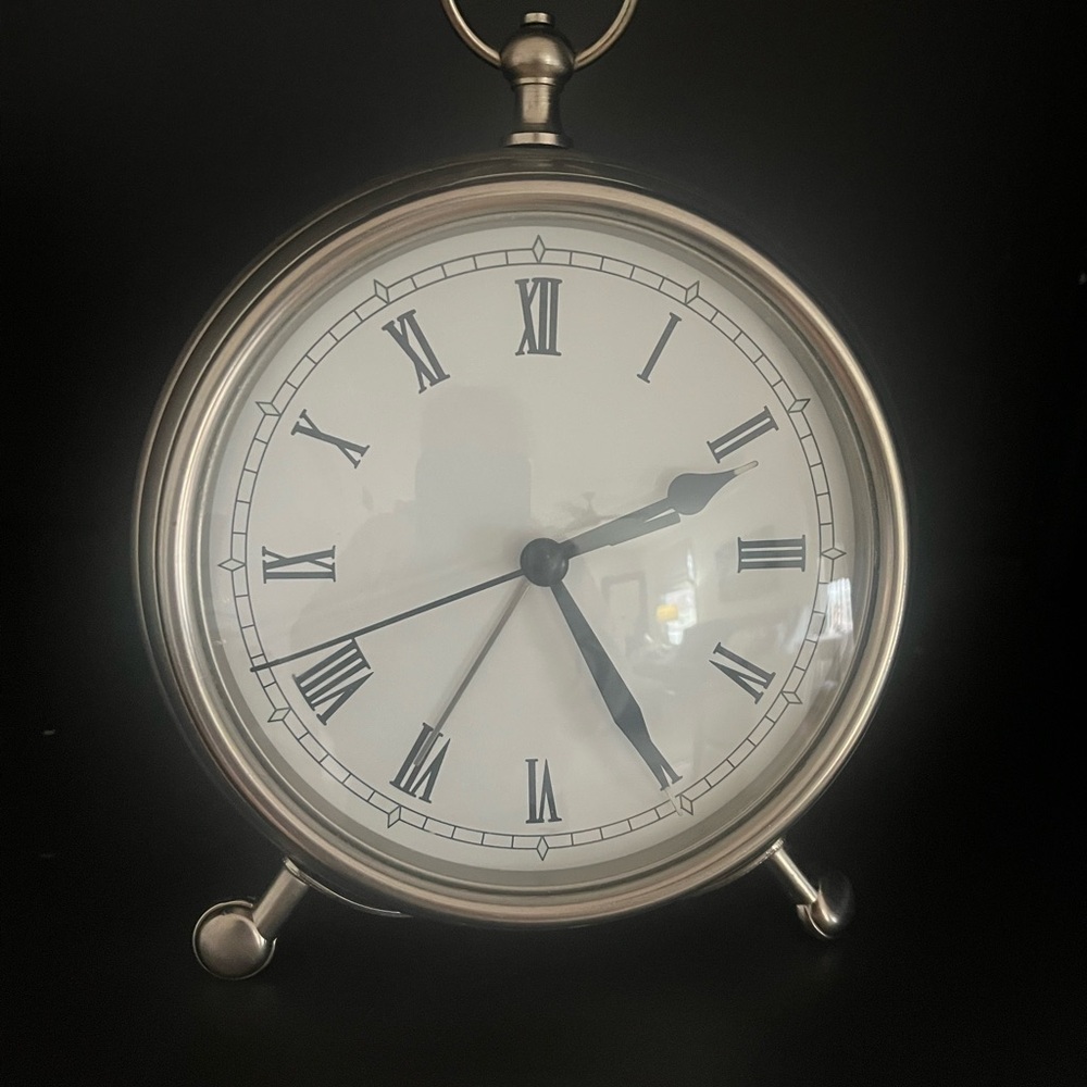 Pottery Barn Pocket Watch Clock pewter finish